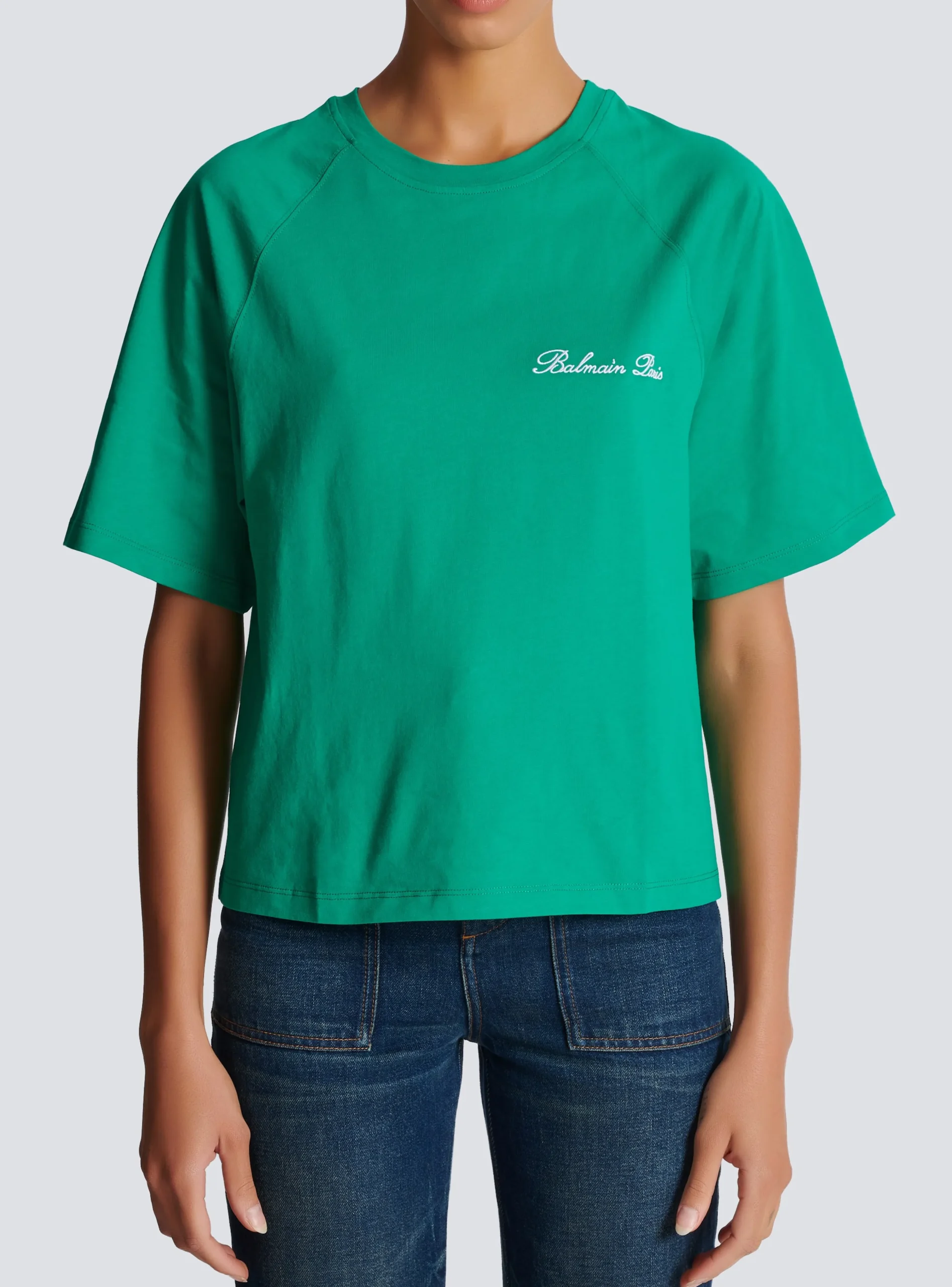 Cropped Signature T-shirt-Balmain Hot