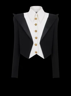 Cropped 6-button Crepe Jacket-Balmain Cheap