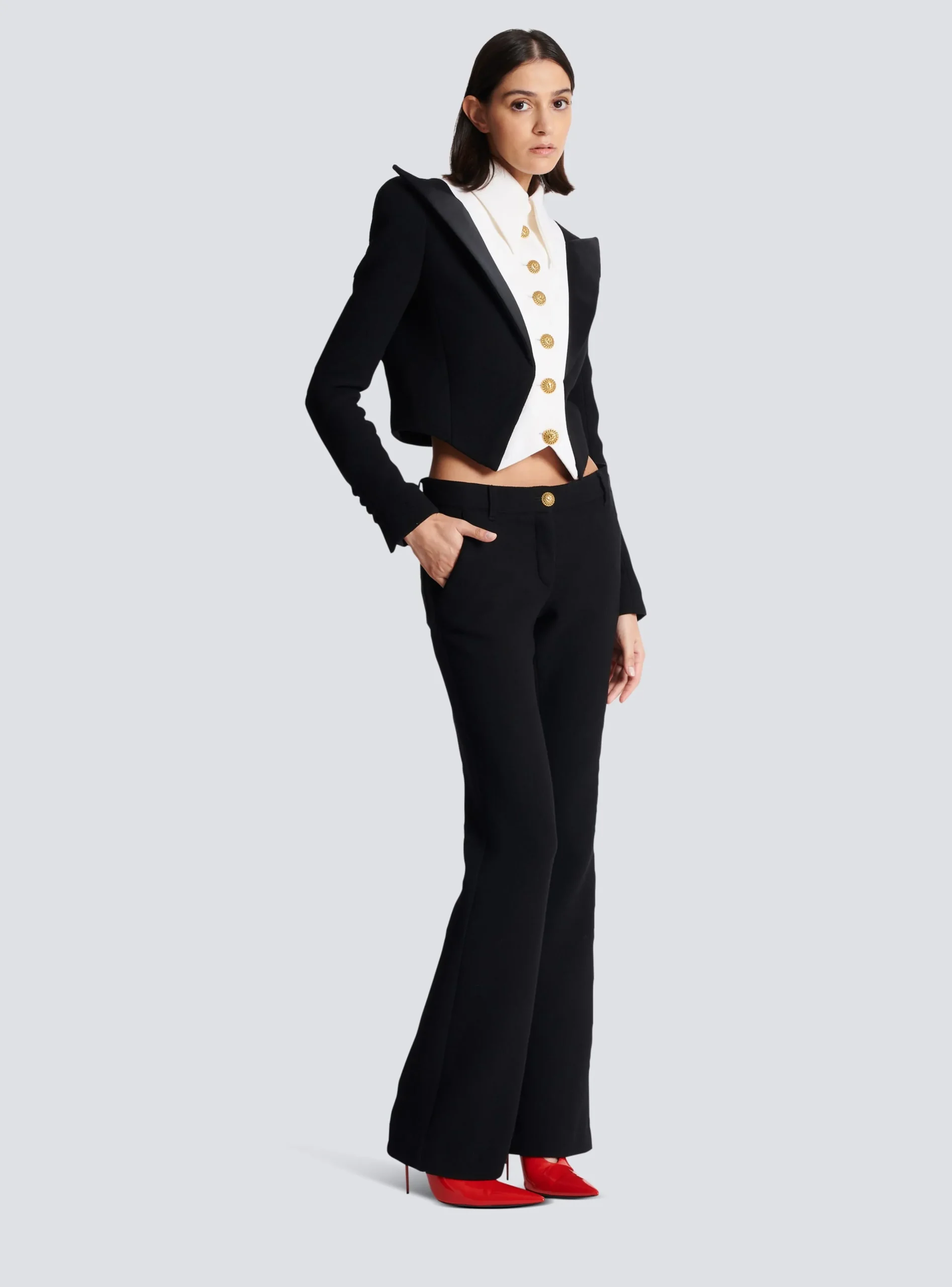 Cropped 6-button Crepe Jacket-Balmain Cheap