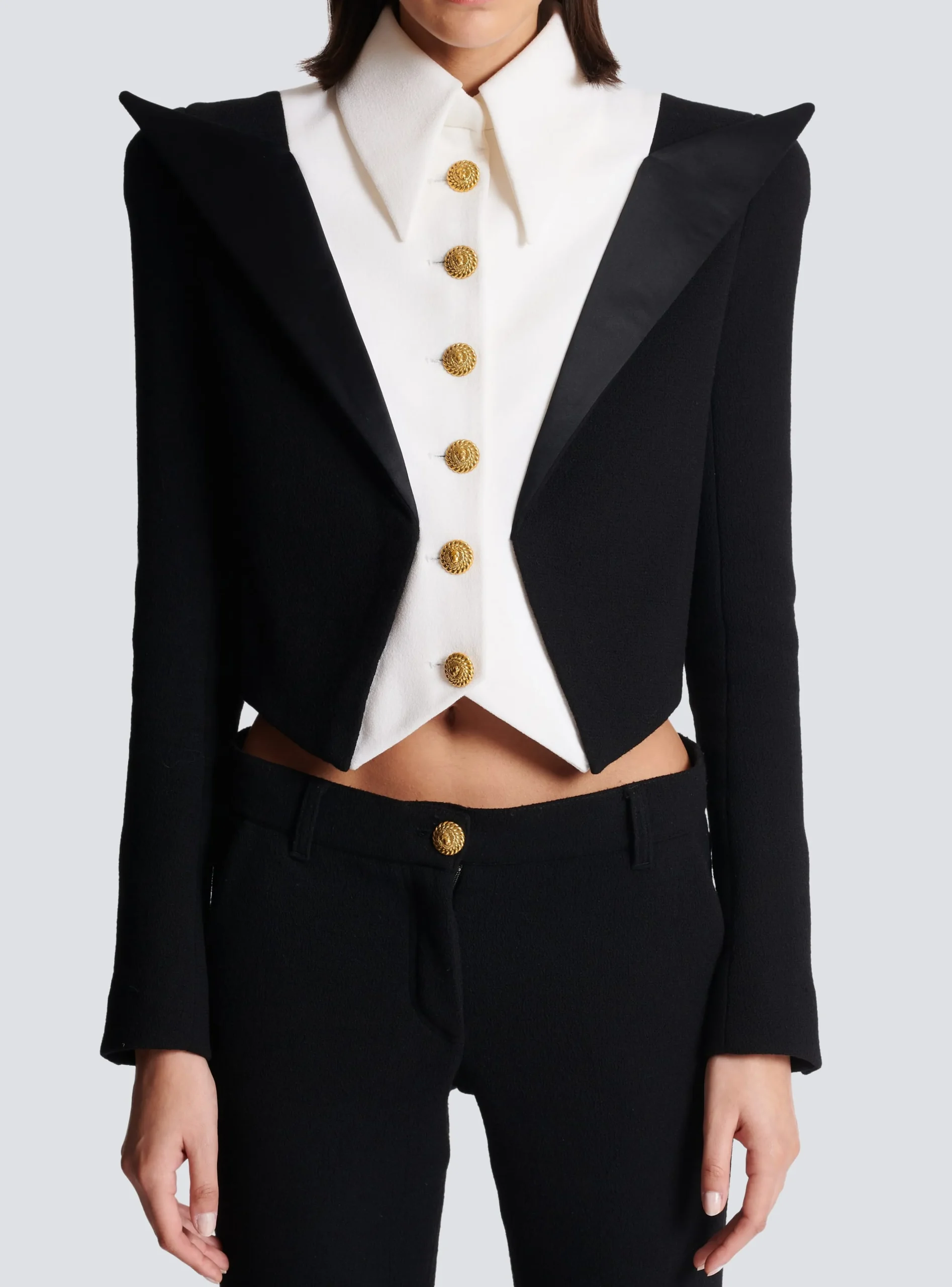Cropped 6-button Crepe Jacket-Balmain Cheap