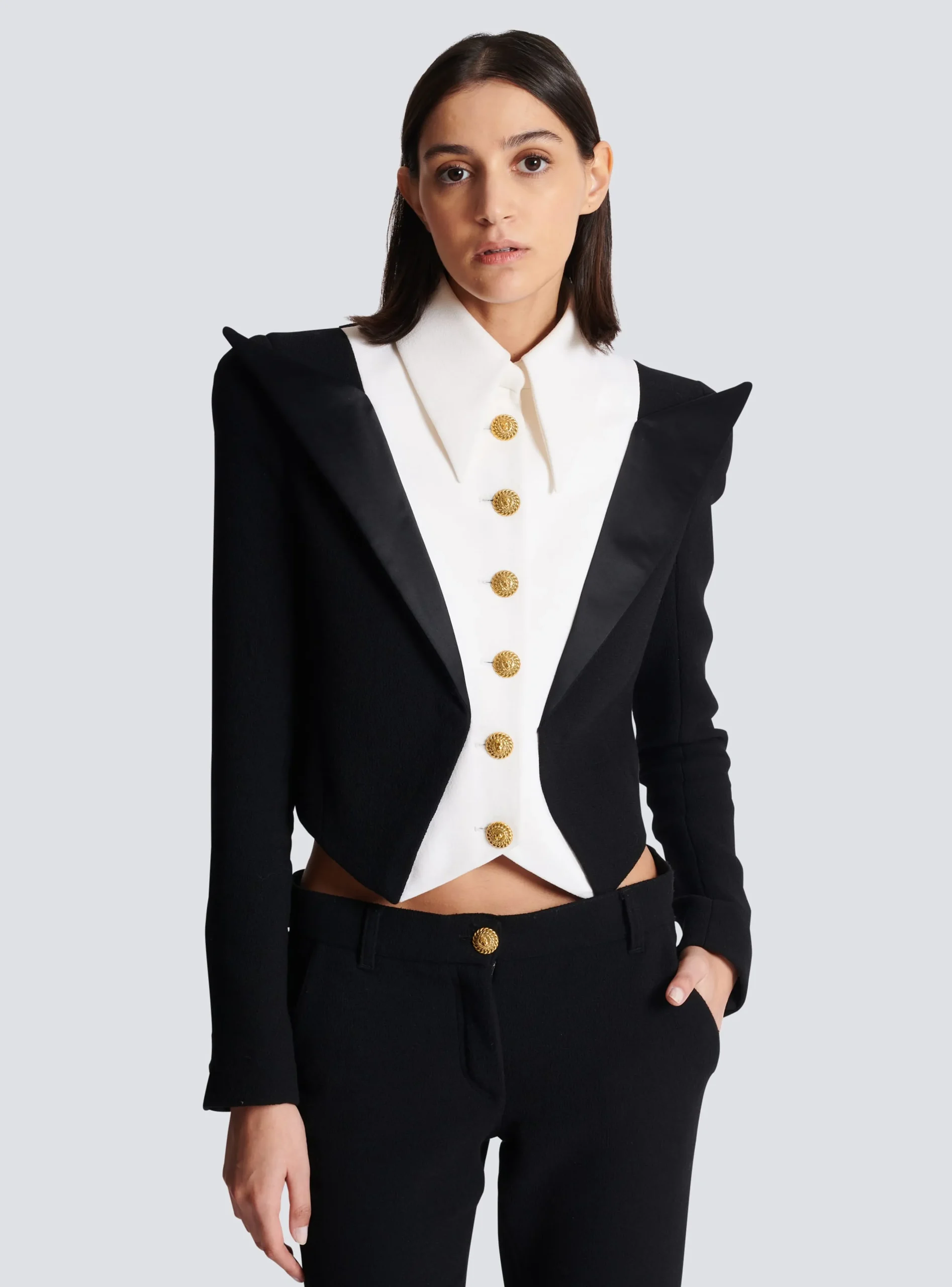 Cropped 6-button Crepe Jacket-Balmain Cheap