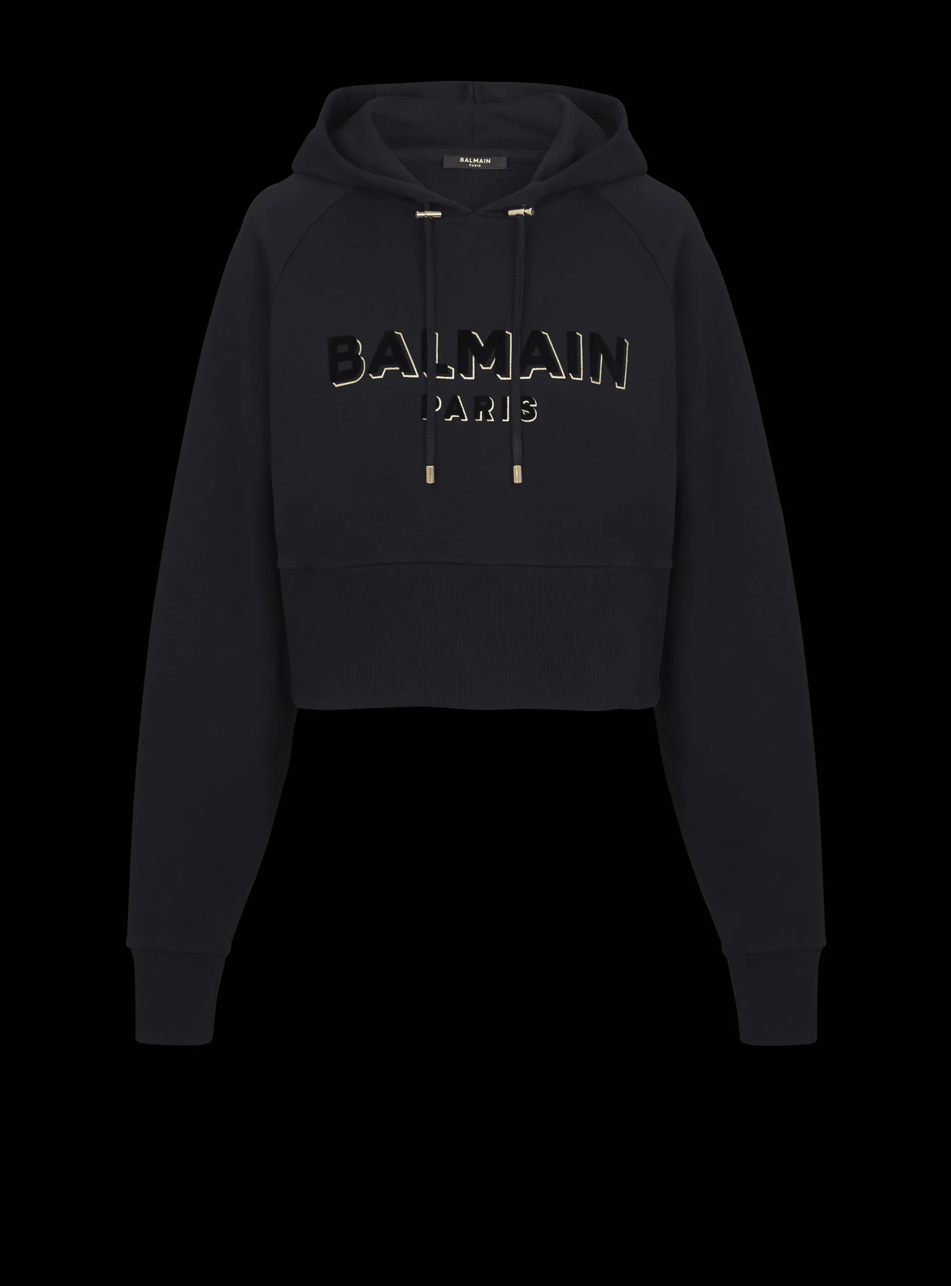 Cropped Cotton Sweatshirt With Flocked Metallic Logo-Balmain Best