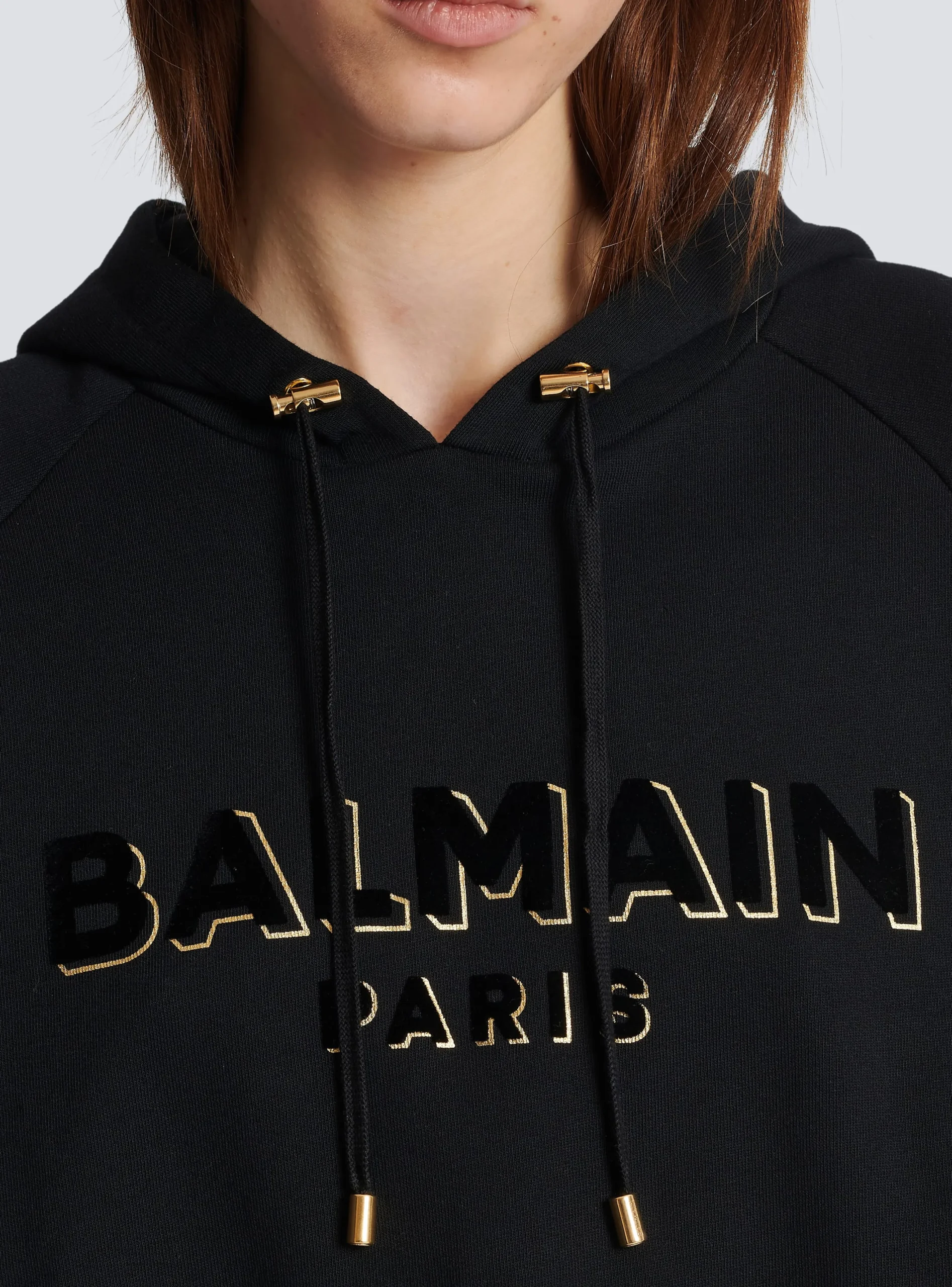 Cropped Cotton Sweatshirt With Flocked Metallic Logo-Balmain Best