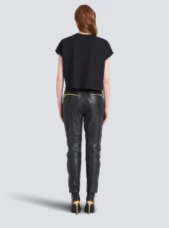 Cropped Cotton T-shirt With Small Embroidered Logo-Balmain Clearance