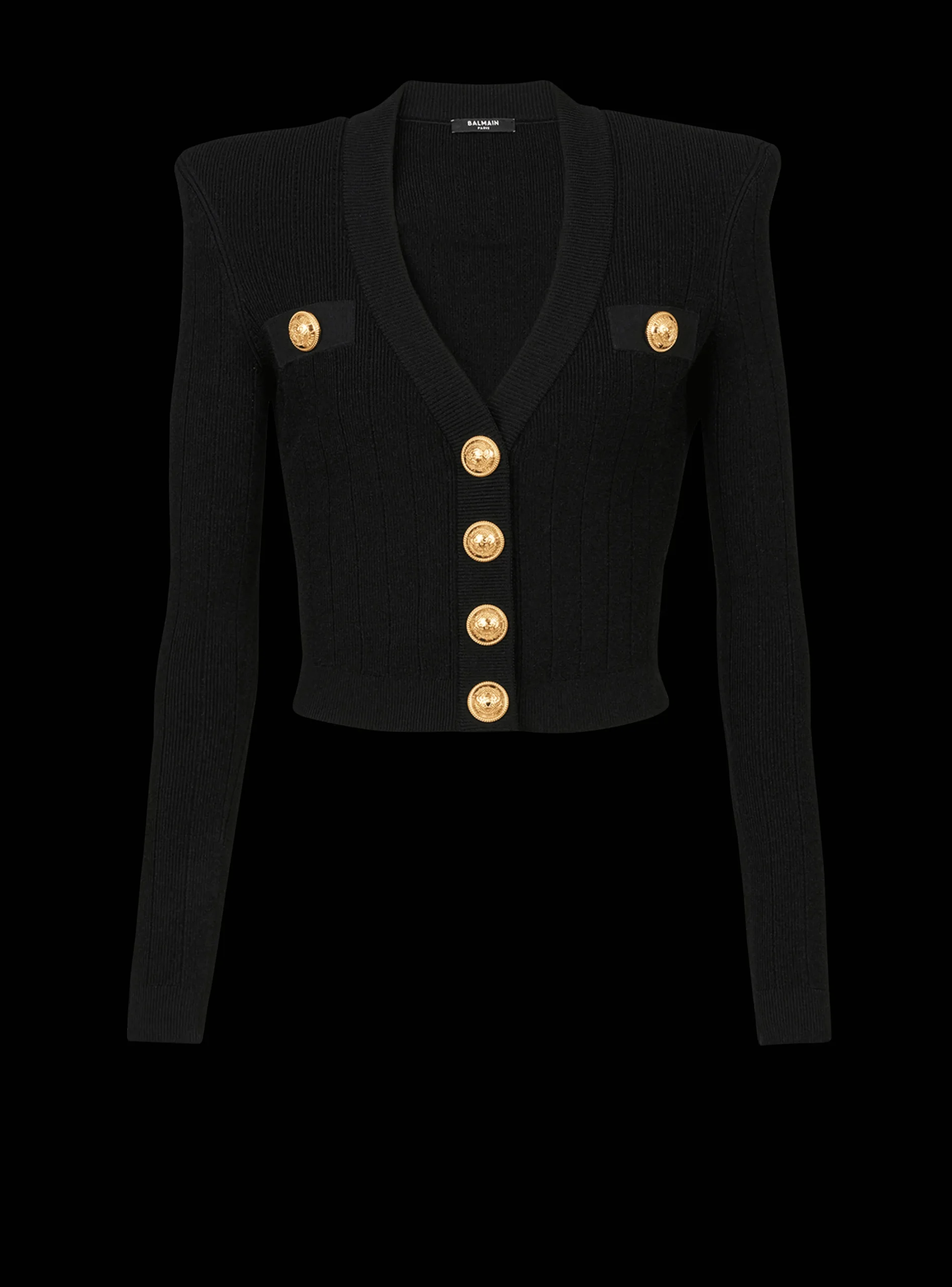 Cropped Eco-designed Knit Cardigan With Gold-tone Buttons-Balmain Hot