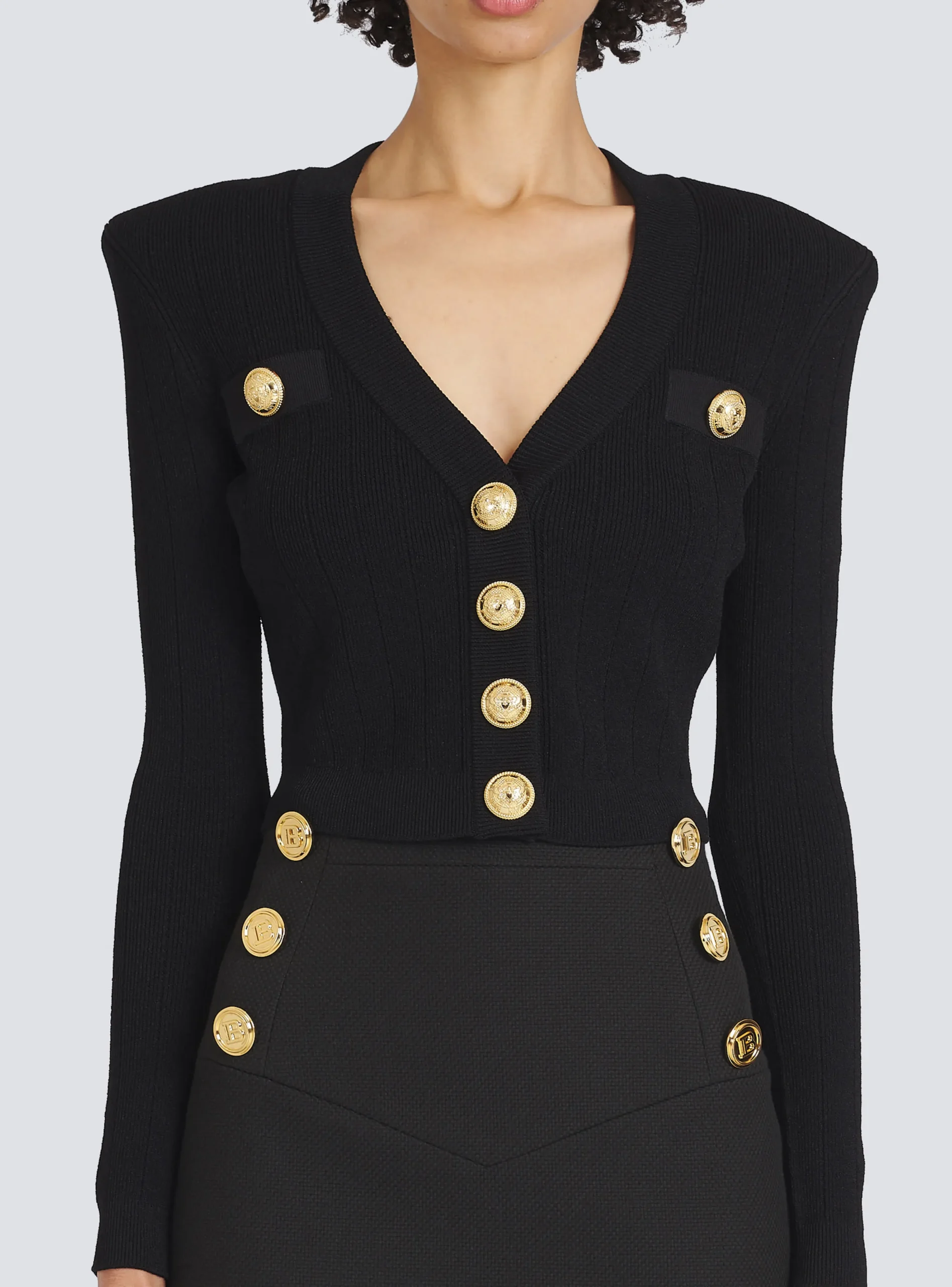 Cropped Eco-designed Knit Cardigan With Gold-tone Buttons-Balmain Hot
