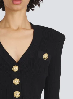 Cropped Eco-designed Knit Cardigan With Gold-tone Buttons-Balmain Hot