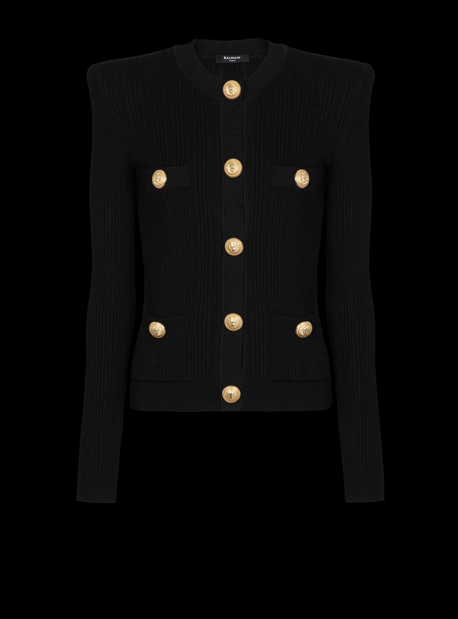 Cropped Eco-designed Knit Cardigan With Gold-tone Buttons-Balmain Store