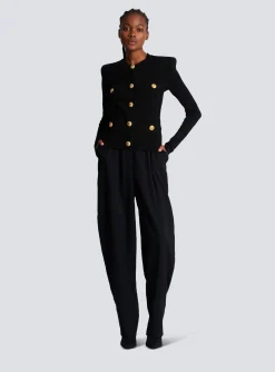 Cropped Eco-designed Knit Cardigan With Gold-tone Buttons-Balmain Store