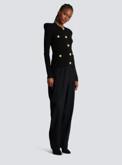 Cropped Eco-designed Knit Cardigan With Gold-tone Buttons-Balmain Store