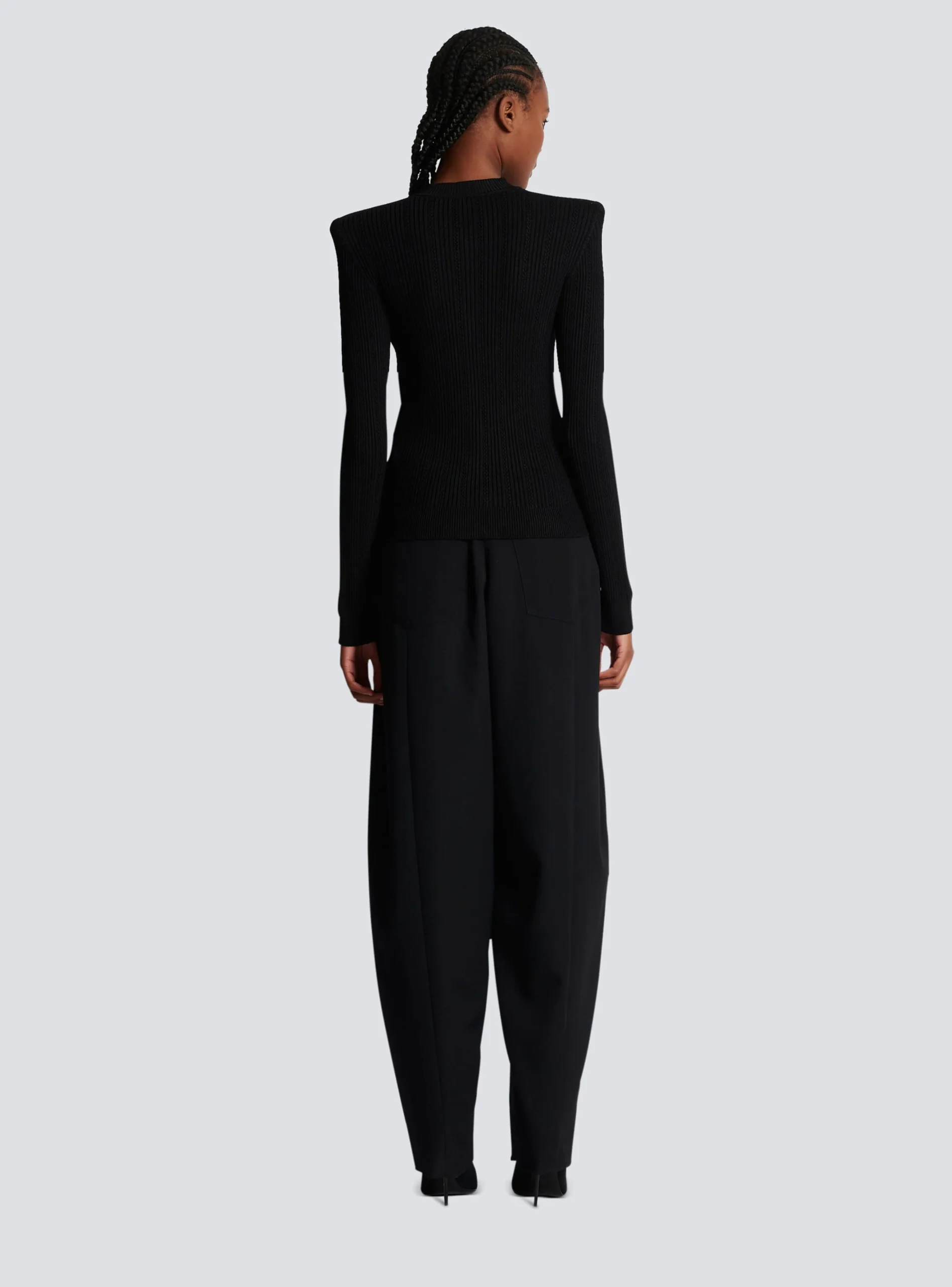 Cropped Eco-designed Knit Cardigan With Gold-tone Buttons-Balmain Store