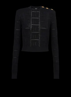 Cropped Eco-designed Sweater With Monogram-Balmain Clearance