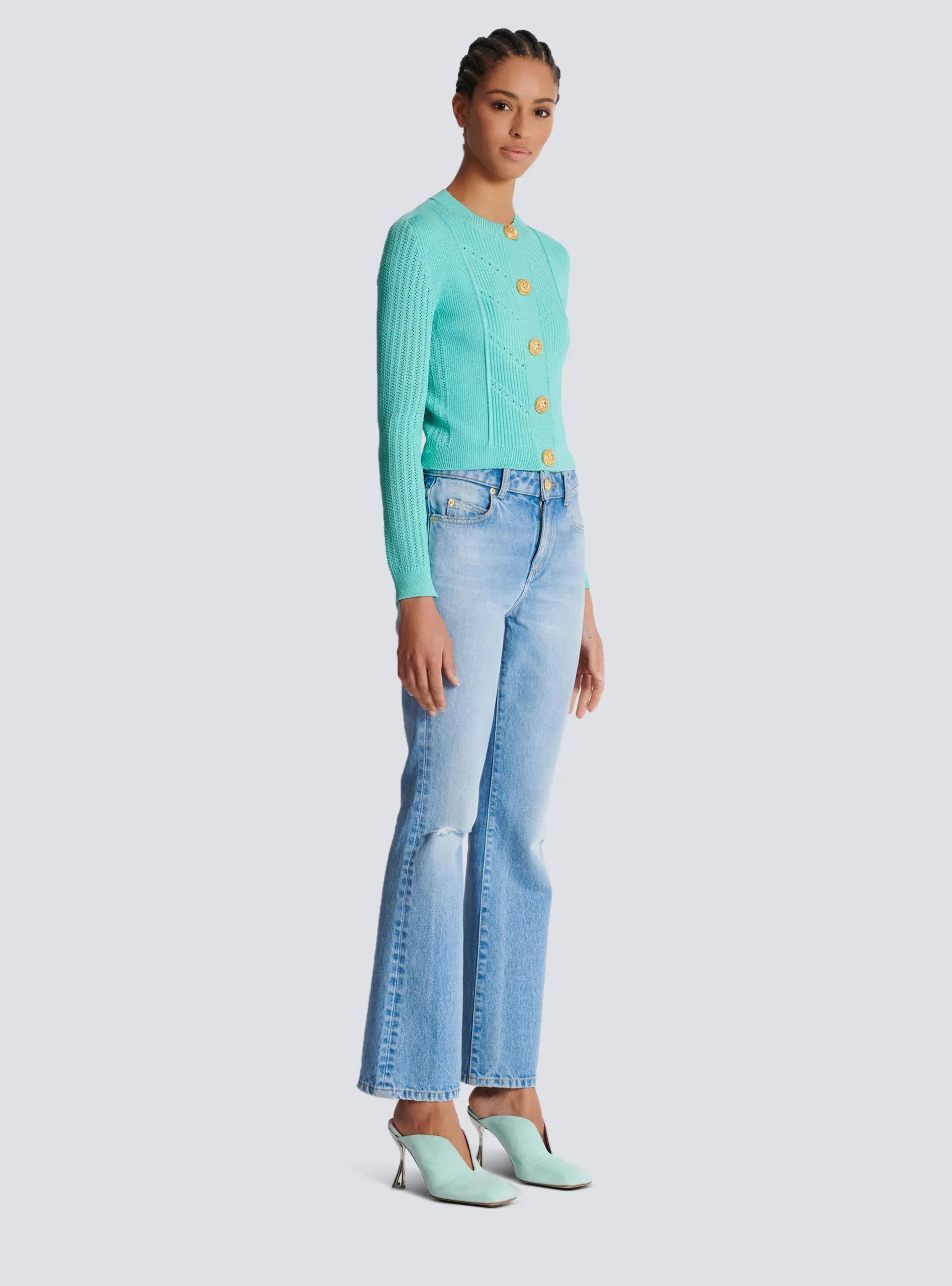 Cropped Knit Cardigan-Balmain Discount
