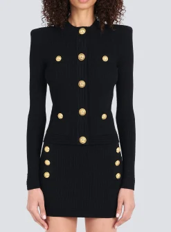 Cropped Knit Cardigan With Gold-tone Buttons-Balmain Flash Sale