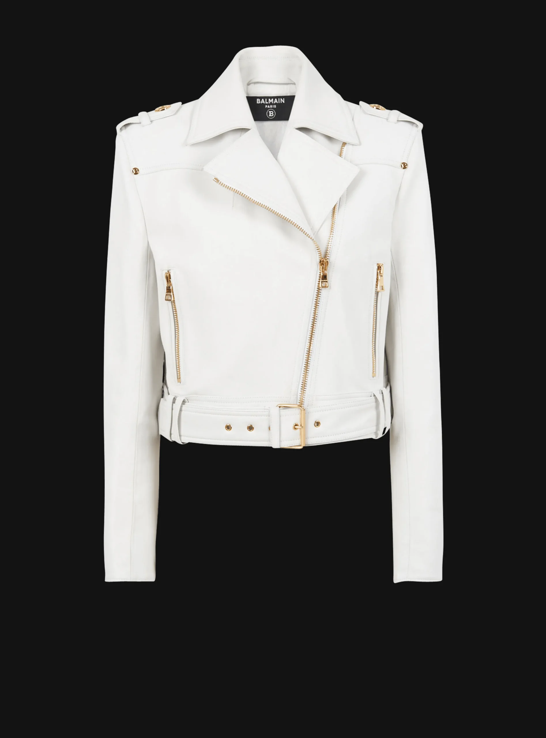 Cropped Leather Biker Jacket-Balmain Discount