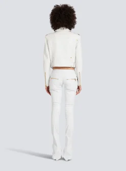 Cropped Leather Biker Jacket-Balmain Discount