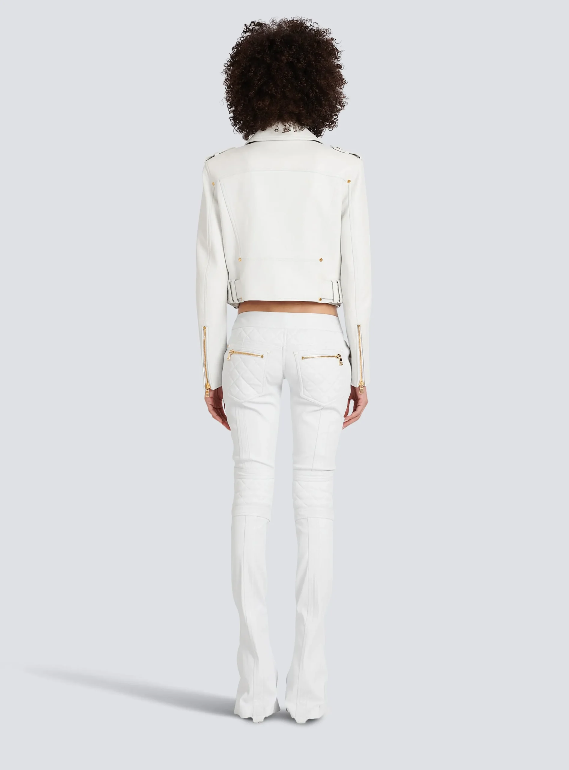 Cropped Leather Biker Jacket-Balmain Discount