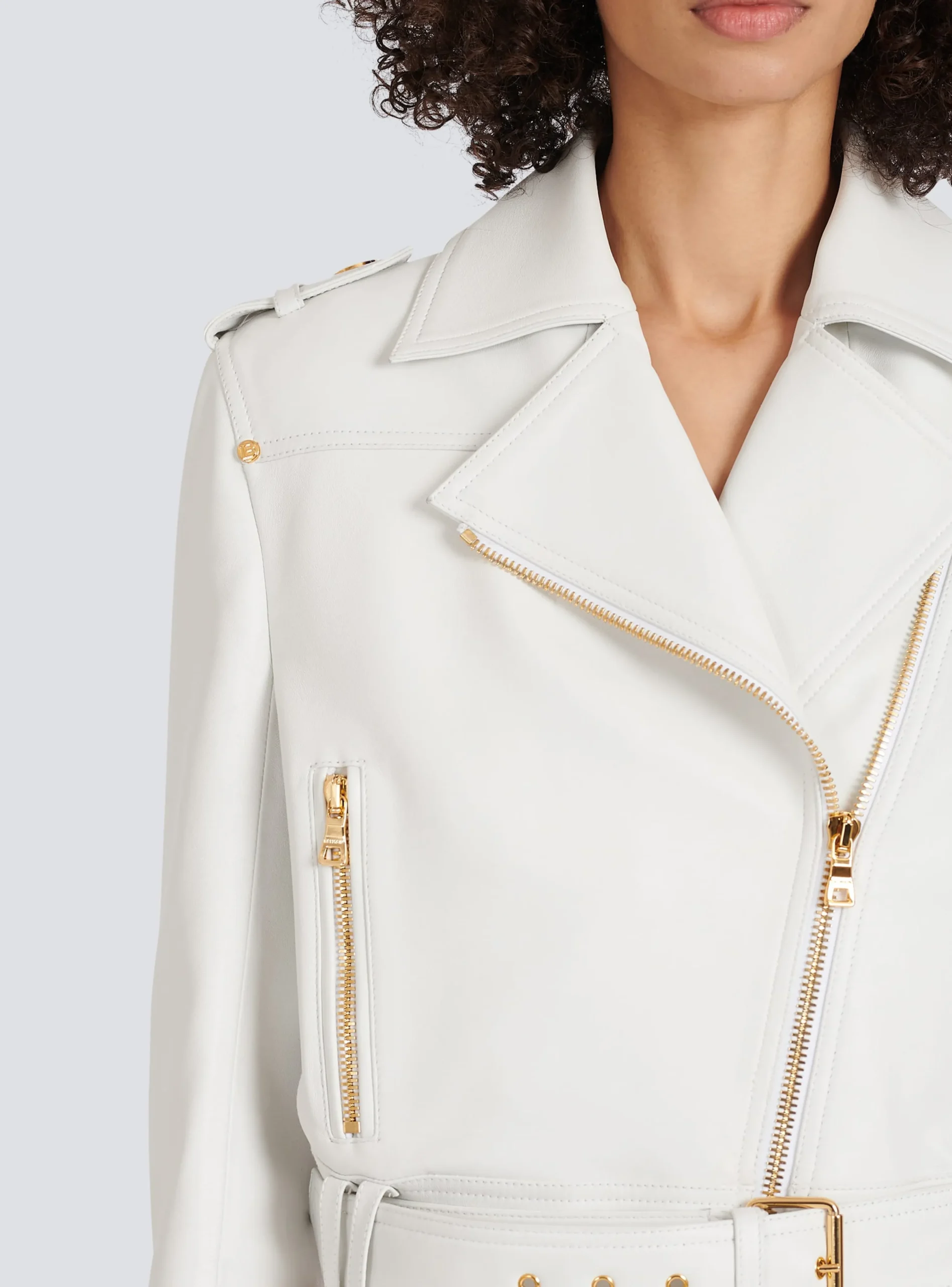 Cropped Leather Biker Jacket-Balmain Discount