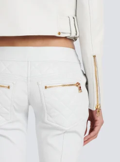 Cropped Leather Biker Jacket-Balmain Discount
