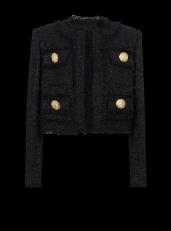 Cropped Lurex Tweed Jacket-Balmain Hot