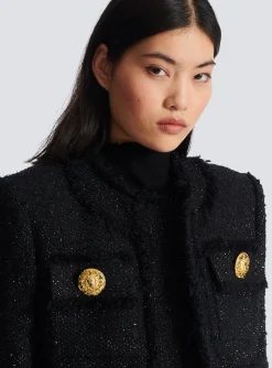 Cropped Lurex Tweed Jacket-Balmain Hot