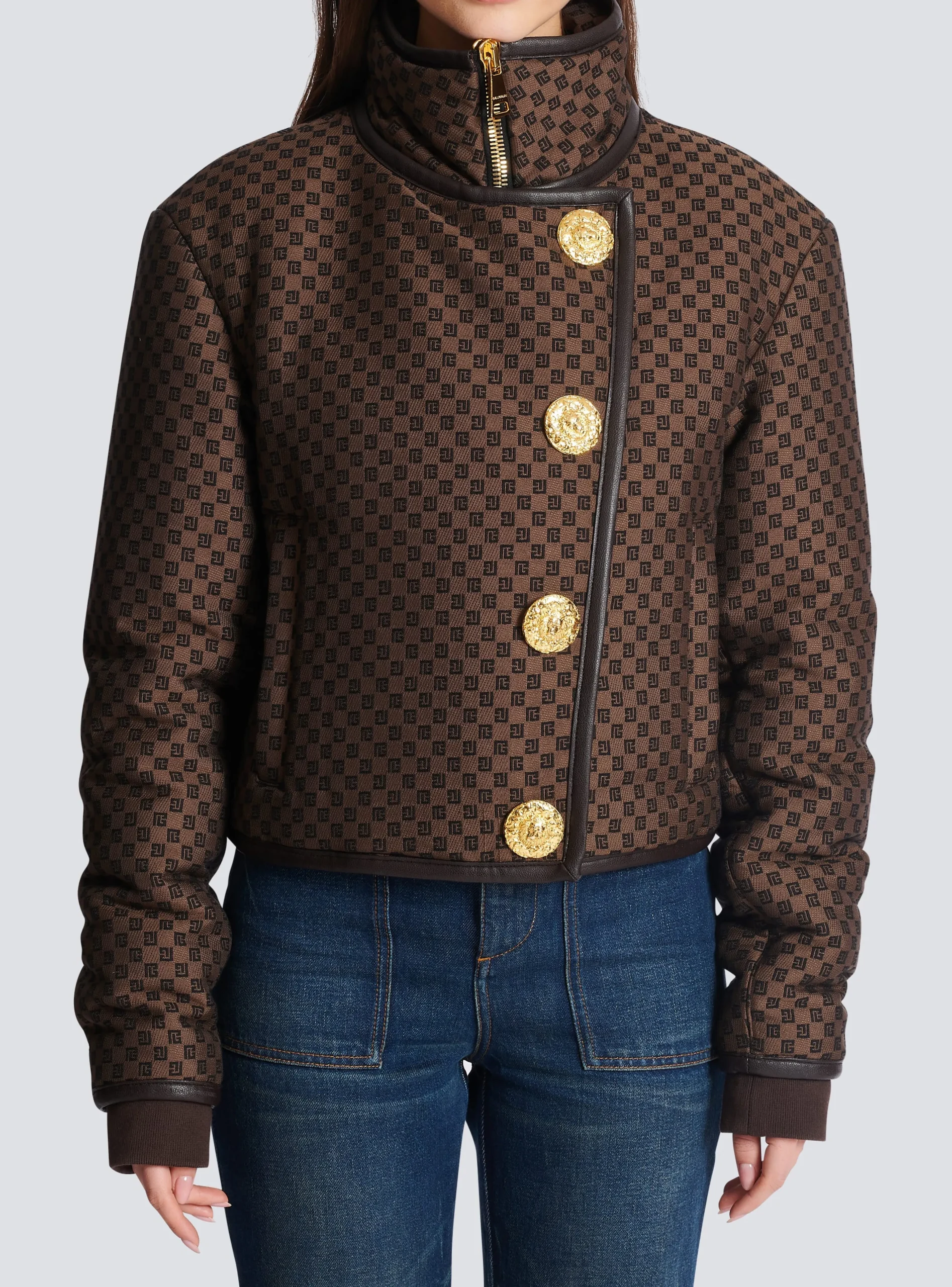 Cropped Mini Monogram Jacket-Balmain Cheap