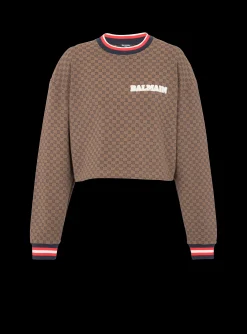 Cropped Mini Monogram Sweatshirt-Balmain Best