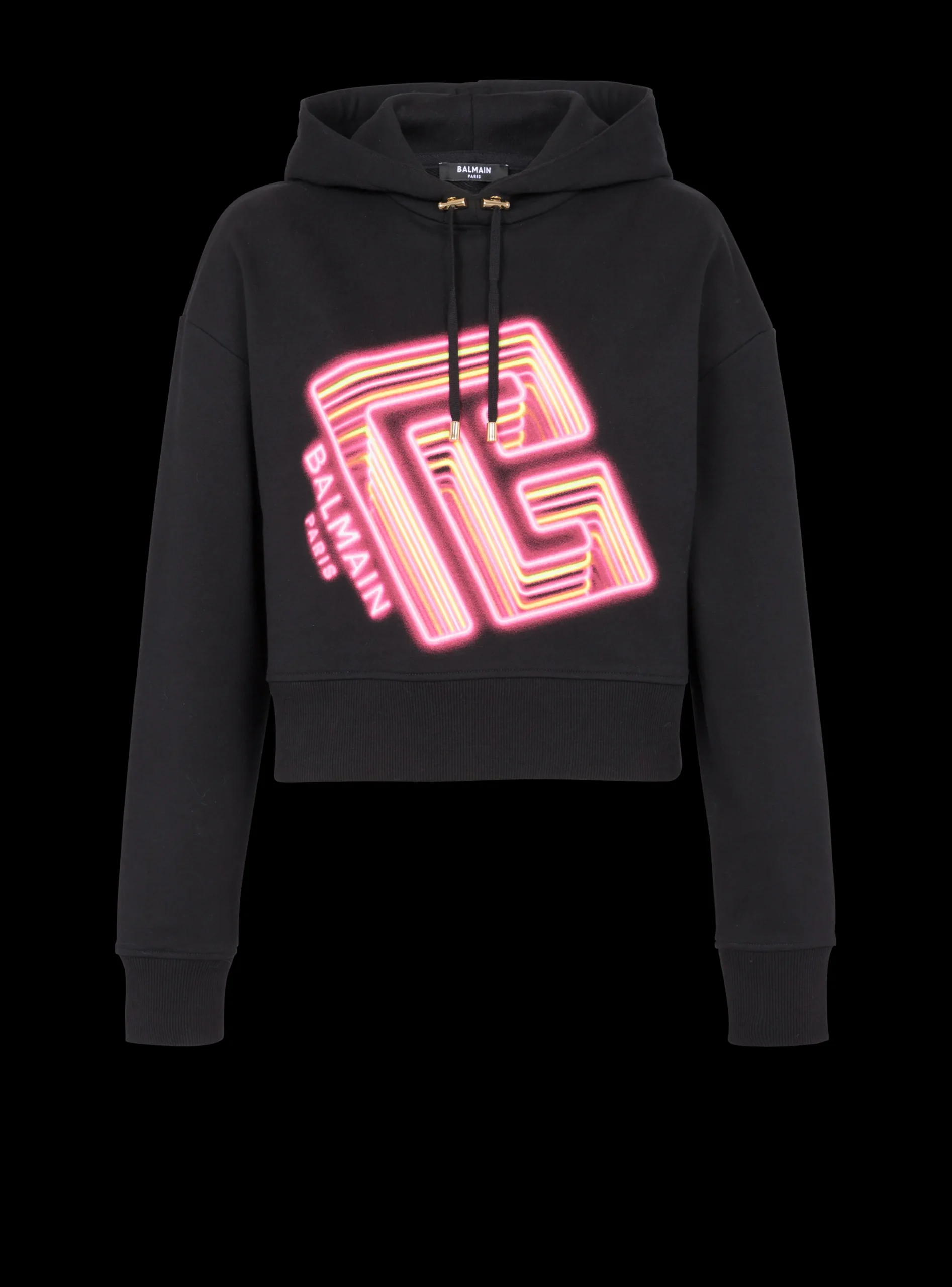 Cropped Neon-print Sweatshirt-Balmain Best