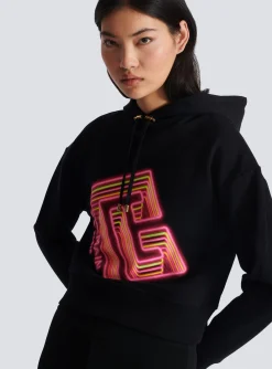 Cropped Neon-print Sweatshirt-Balmain Best