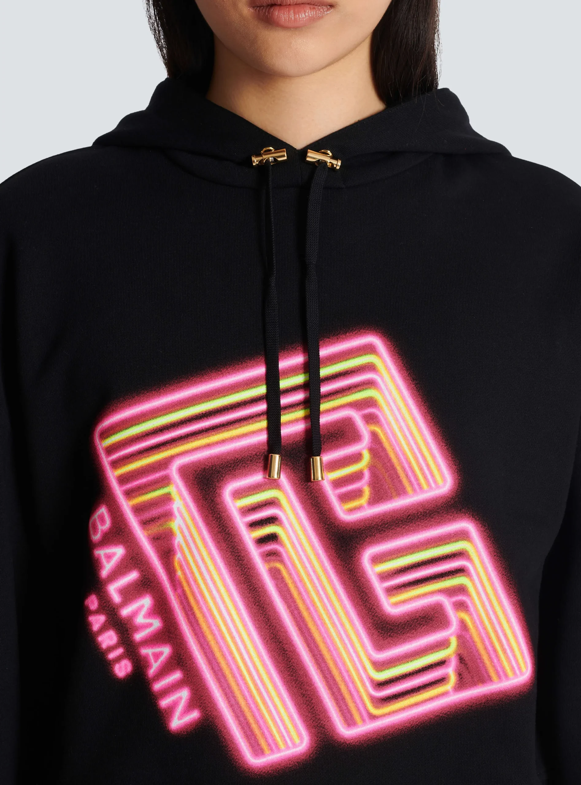 Cropped Neon-print Sweatshirt-Balmain Best