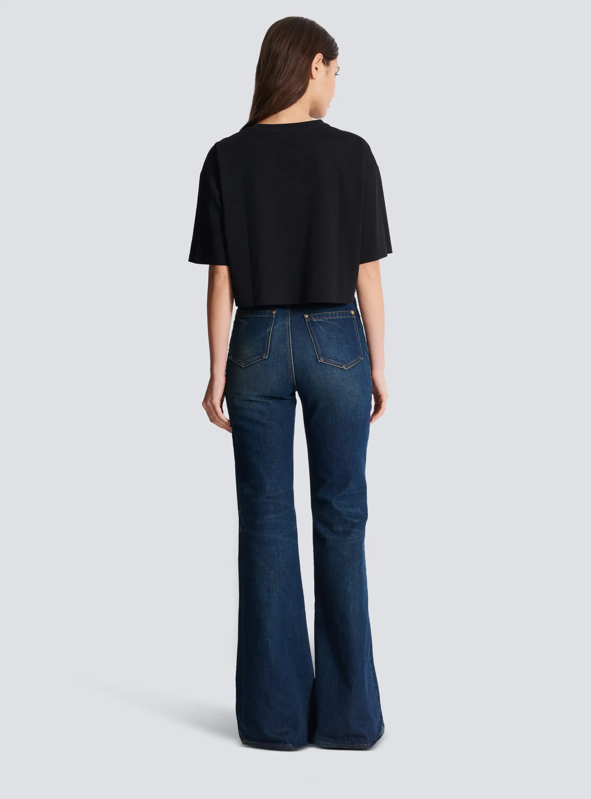 Cropped Neon-print T-shirt-Balmain Flash Sale