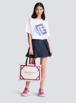 Cropped Neon-print T-shirt-Balmain Shop