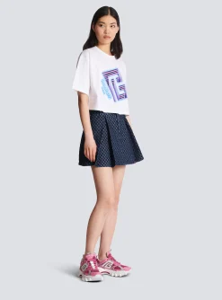 Cropped Neon-print T-shirt-Balmain Shop