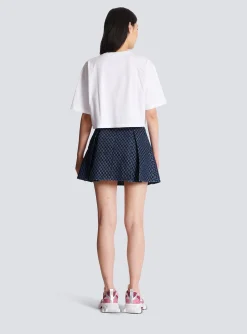 Cropped Neon-print T-shirt-Balmain Shop