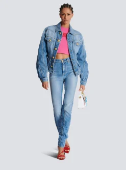 Cropped Tank Top With Retro PB Embroidery-Balmain Fashion