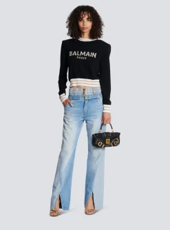 Cropped Wool Jumper With Logo-Balmain Sale