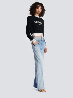 Cropped Wool Jumper With Logo-Balmain Sale