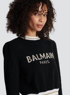 Cropped Wool Jumper With Logo-Balmain Sale