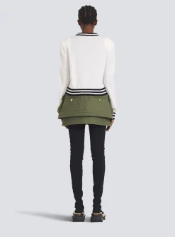 Cropped Wool Sweatshirt With Logo-Balmain Cheap