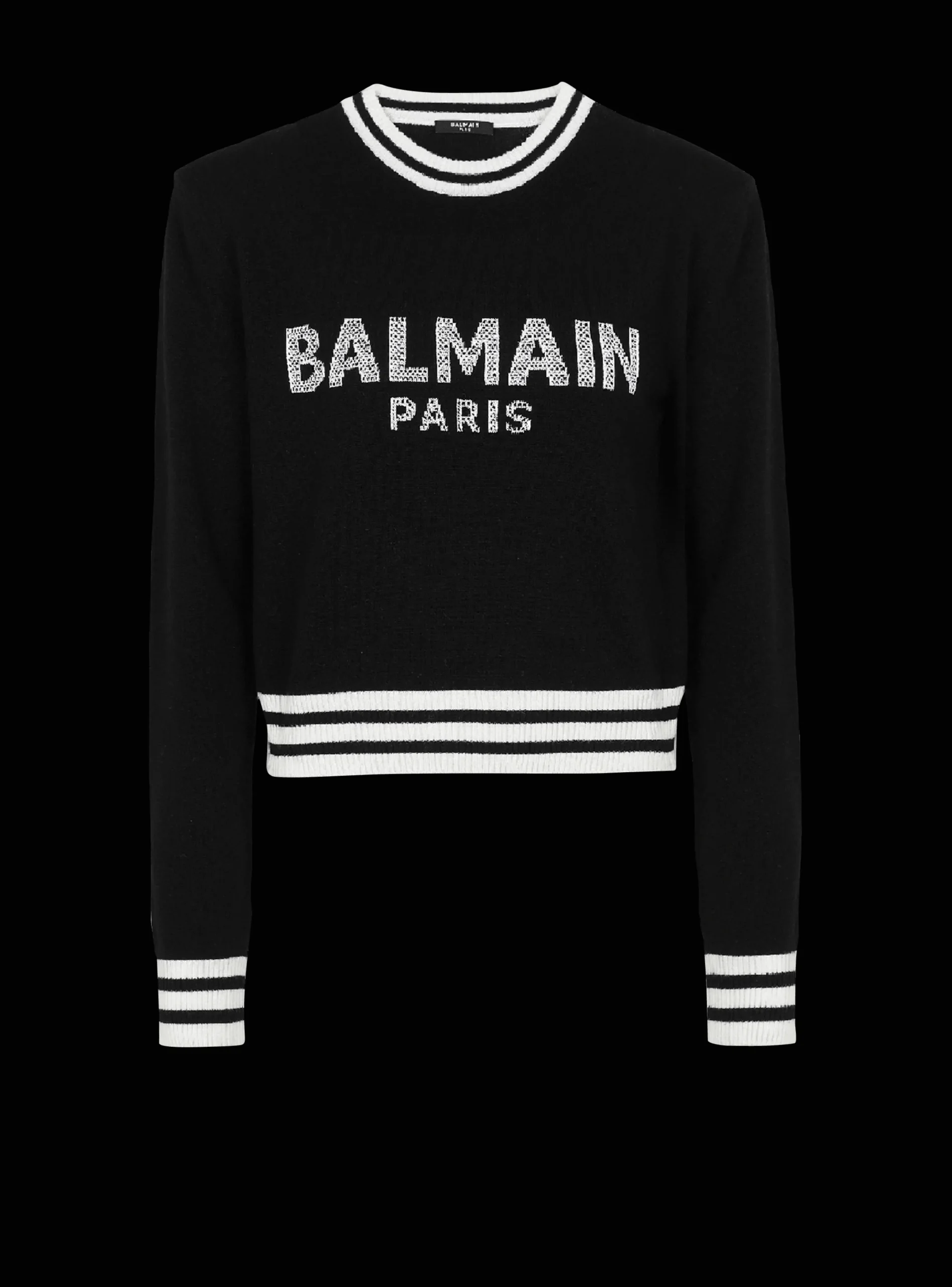 Cropped Wool Sweatshirt With Logo-Balmain Discount