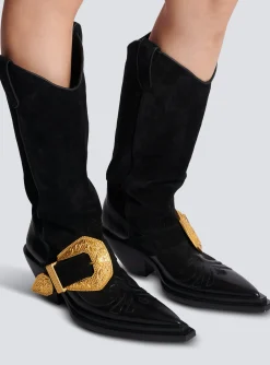 Dan Western Suede Leather Boots-Balmain Outlet