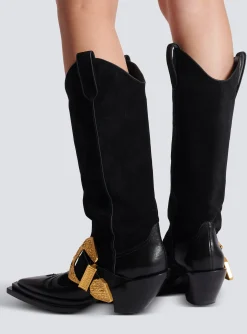 Dan Western Suede Leather Boots-Balmain Outlet