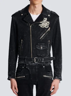 Denim Biker Jacket-Balmain Discount