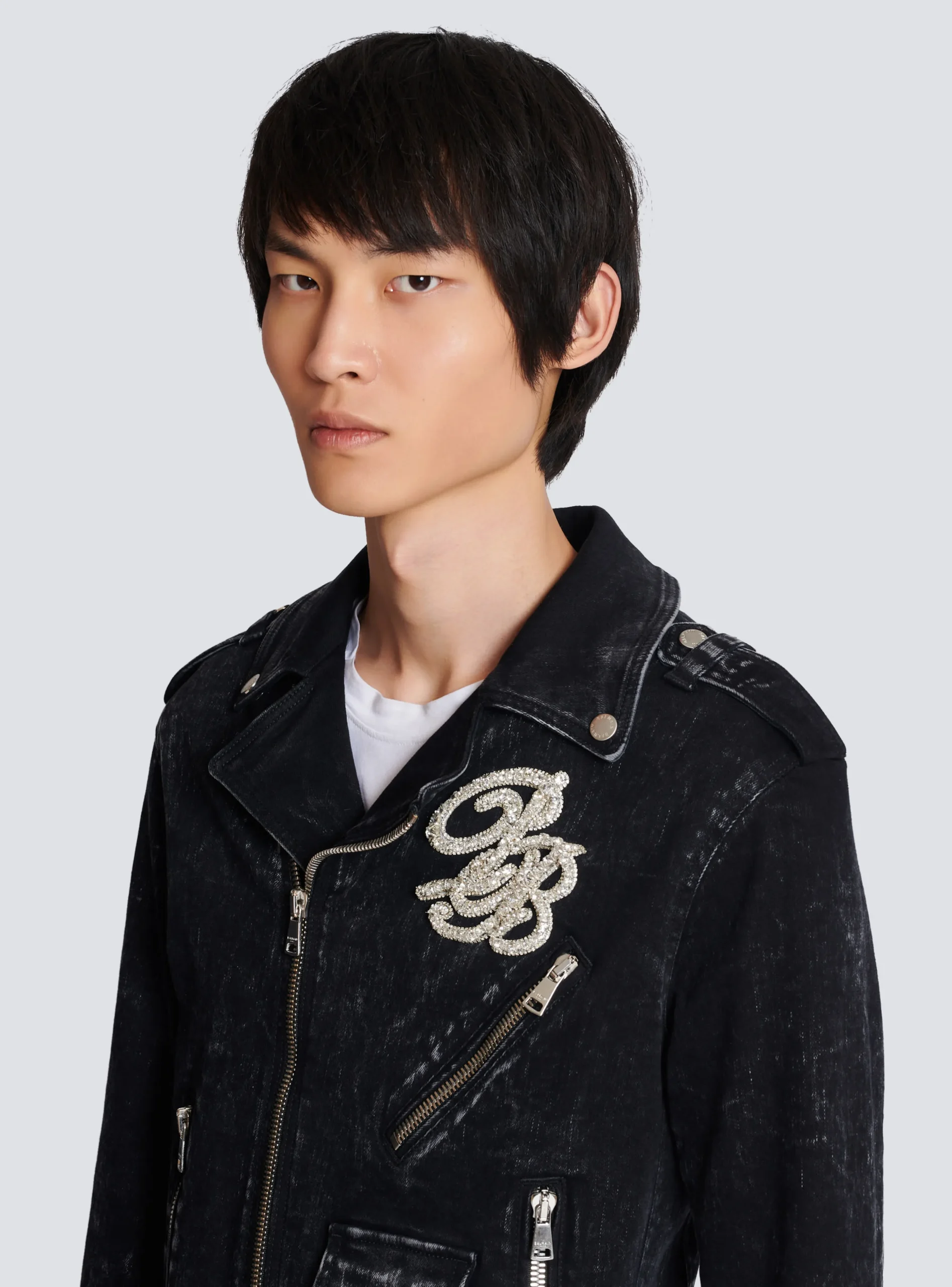 Denim Biker Jacket-Balmain Discount
