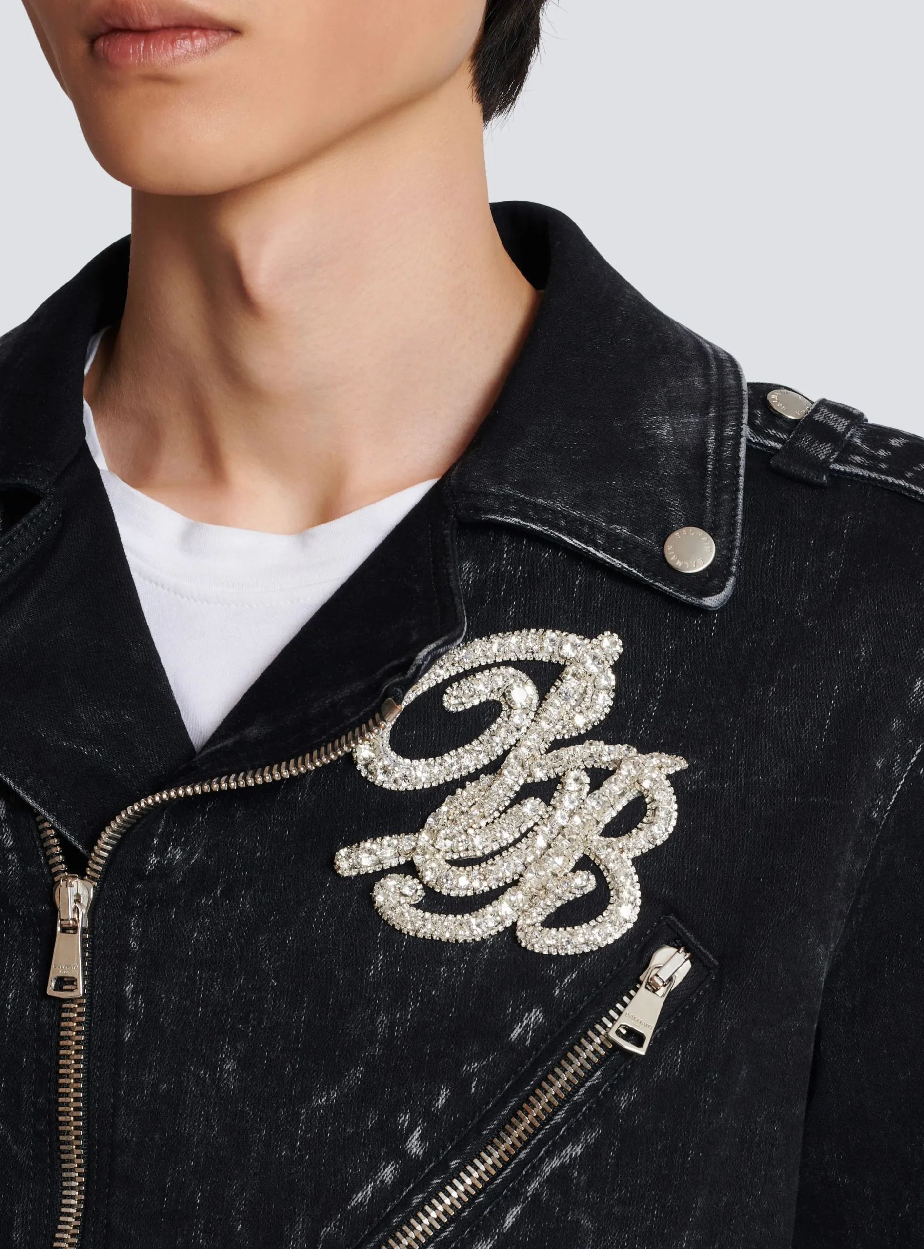 Denim Biker Jacket-Balmain Discount