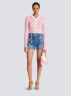 Denim Shorts With Buttons-Balmain Hot