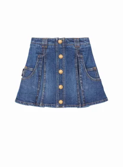 Denim Skater Skirt-Balmain Cheap