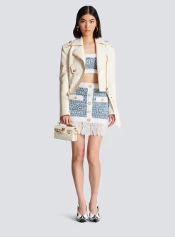 Denim Tweed Strappy Top-Balmain Store