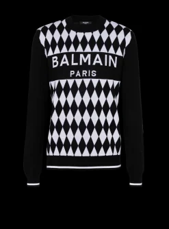 Diamond Paris Two-tone Jacquard Jumper-Balmain Shop