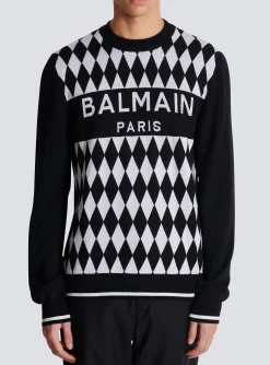 Diamond Paris Two-tone Jacquard Jumper-Balmain Shop
